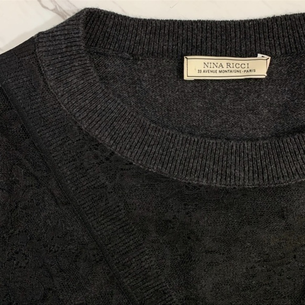 Nina Ricci • Lace Overlay Cashmere Sweater Black S ASO Emma Watson - Picture 7 of 8
